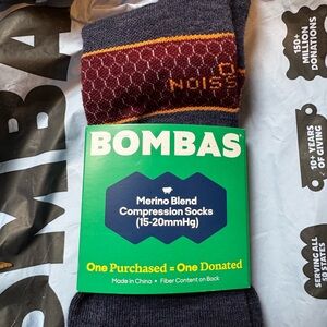 Bombas Merino Blend Compression Socks - Dark Gray and Burgundy